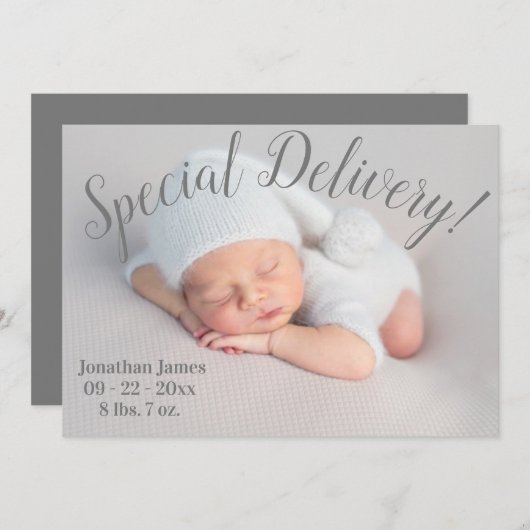 特別配信フォトスクリプト男女兼用誕生 案内状 (正面/裏面)