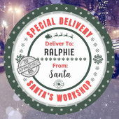 特別配送サンタからチャイルドグリーンギフトラベル ラウンドシール