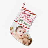 特別配送サンタアドフォト名ベビー幼児 スモールクリスマスストッキング (正面 (吊り時))
