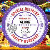 特別配送サンタパープルギフトラベル ラウンドシール