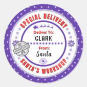 特別配送サンタパープルギフトラベル ラウンドシール (正面)