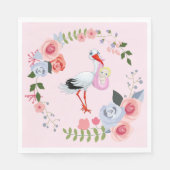 特別配送ストークフローラベビーシャワー スタンダードランチョンナプキン (正面)