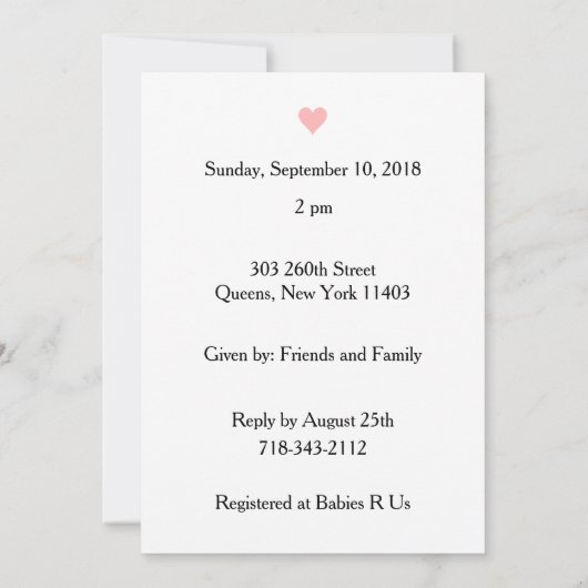 特別配送ストークベイビーシャワー招待状 招待状 (裏面)