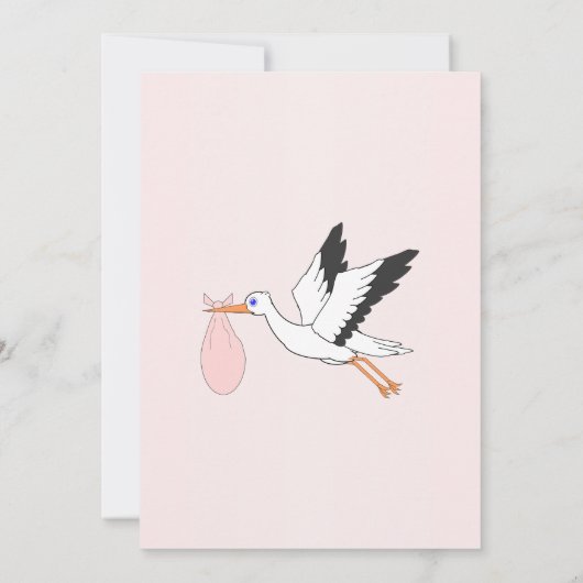 特別配送ストーク赤ちゃん女の子ベビーシャワー 招待状 (裏面)