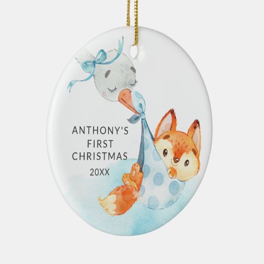 特別配送ベビーの初めてのクリスマスキツネ セラミックオーナメント (右)