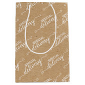 特別配送 ワード アート ファウ ルスティック ブラウン クラフト ミディアムペーパーバッグ (正面)