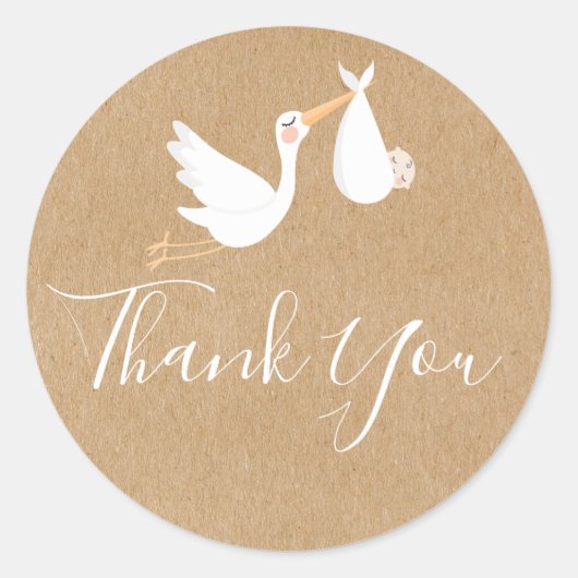 特別配達のスズメと新生児 ラウンドシール (正面)