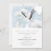 特別配達ストークボーイ赤ちゃんシャワー 招待状 (正面)