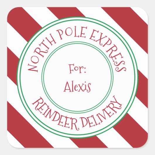 特別配達ノースポールクリスマスギフトラベル スクエアシール (正面)