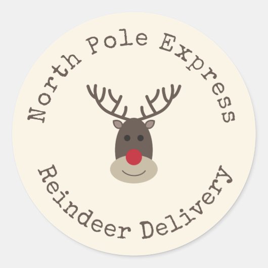 特別配達ノースポールルドルフ贈り物ラベル ラウンドシール (正面)