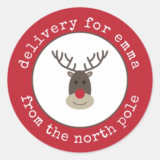 特別配達ノースポールルドルフ贈り物ラベル ラウンドシール (正面)