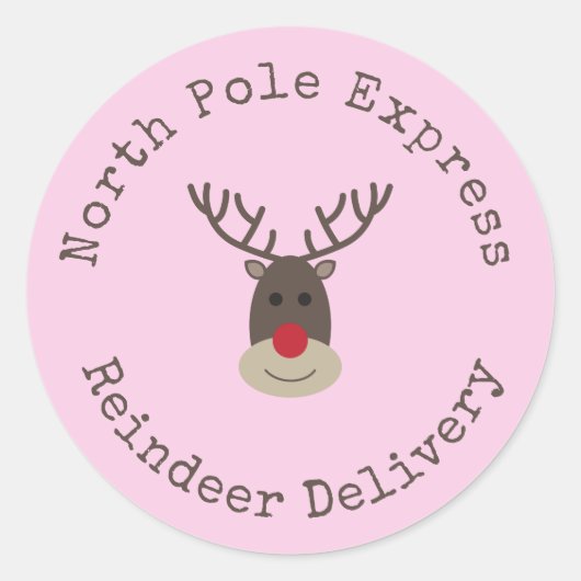 特別配達ノースポールルドルフ贈り物ラベル ラウンドシール (正面)