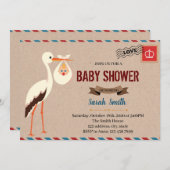 特別配達ベビーシャワーの招待 招待状 (正面/裏面)