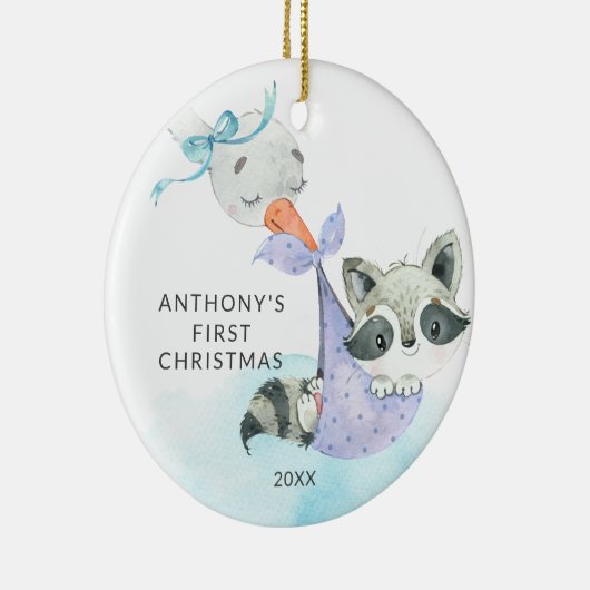 特別配達ベビー初めてのクリスマスラクーン セラミックオーナメント (右)