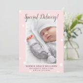 特別配達可愛い写真誕生のお知らせ 案内状 (スタンド正面)