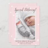 特別配達可愛い写真誕生のお知らせ 案内状 (正面/裏面)