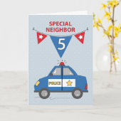 特別隣人5誕生日ブルーパトカー カード (黄色い花)