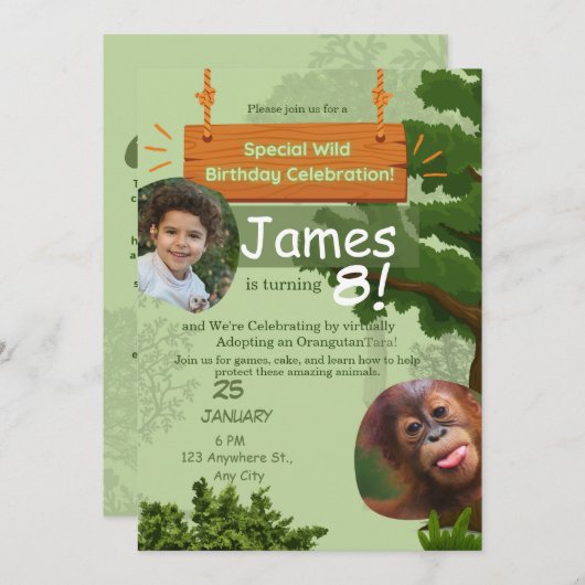 特別養子縁組誕生祝い 招待状 (正面/裏面)