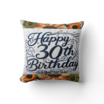 特別鮮やか30歳の誕生日の装飾用クッション