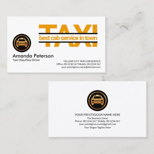 特別黄色タクシー標識タクシー運転手 名刺 (正面/裏面)