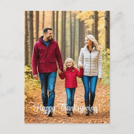 特別1家族の写真ハッピー感謝祭 シーズンポストカード (正面)