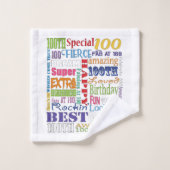 特別100歳の誕生日パーティーパーソナライズされた贈り物 バスタオルセット (ウォッシュタオル)