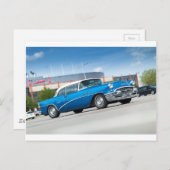特別1955オールドカーブルークラシックヴィンテージ ポストカード (正面/裏面)