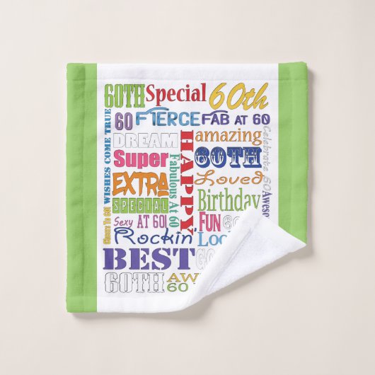 特別60歳の誕生日パーティーパーソナライズされた贈り物 バスタオルセット (ウォッシュタオル)