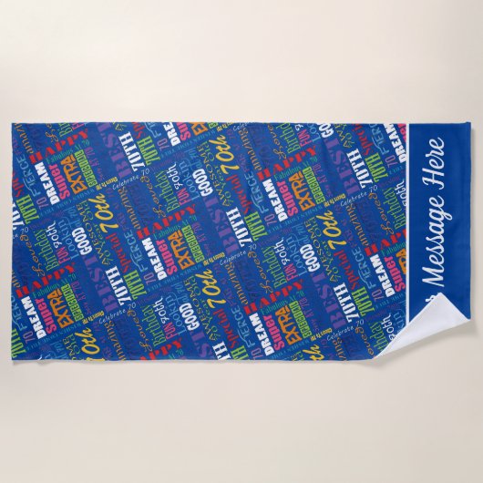 特別70歳の誕生日パーティーパーソナライズされた贈り物 ビーチタオル (正面)