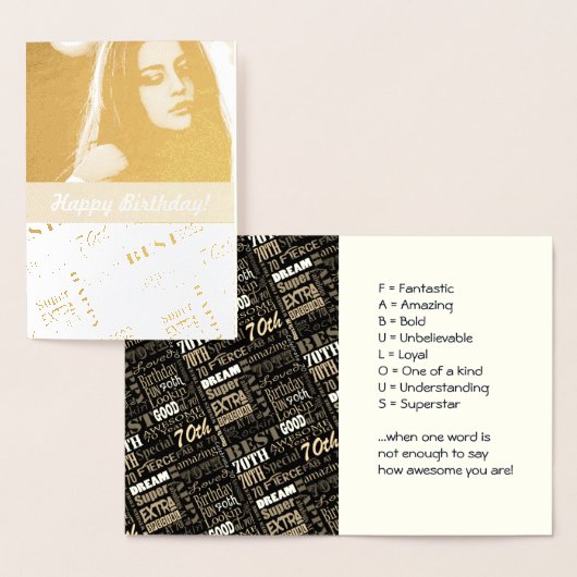 特別70th誕生日パーティフォトモノグラム 箔カード (ディスプレー)