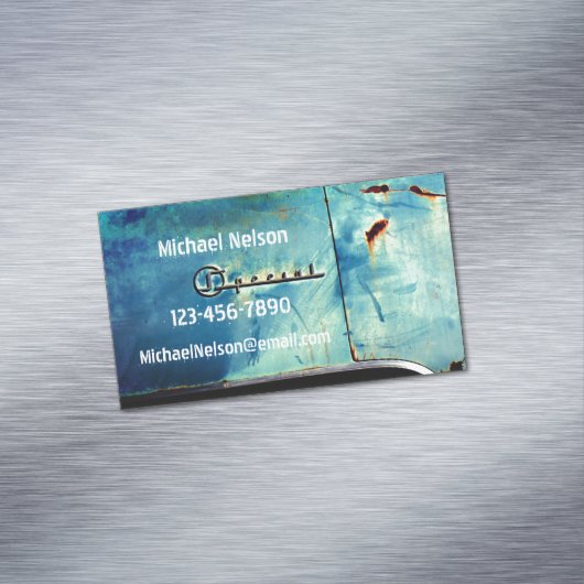 "特別"古い錆びたアメリカの車の詳細 マグネット名刺 (インサイチュ)