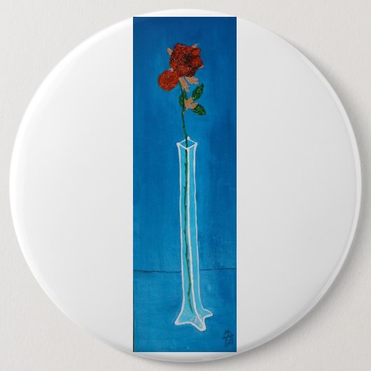 特大のばら色ボタン 缶バッジ (正面)