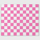 特大のピンクおよび白の点検の包装紙 ラッピングペーパー (フラット)
