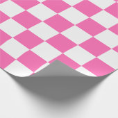 特大のピンクおよび白の点検の包装紙 ラッピングペーパー (角)