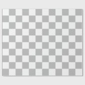 特大の灰色および白の点検の包装紙 ラッピングペーパー (フラット)