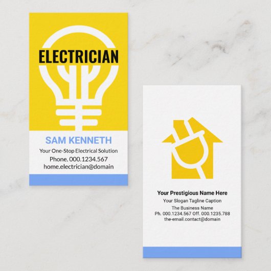 特大イエローバルブ看板電気工事業者 名刺 (正面/裏面)