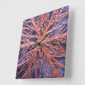 特大エレガント焼オレンジインジゴ刺繍 スクエア壁時計 (傾斜)