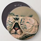 特大カッコいい眼鏡の子猫 缶バッジ (正面&裏面)