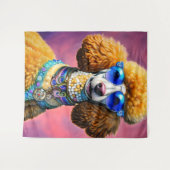 特大サングラスプードル犬 タペストリー (正面(横))