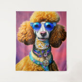 特大サングラスプードル犬 タペストリー (正面)