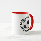 特大テキスト 赤 11oz カスタムサッカー マグカップ (正面右)