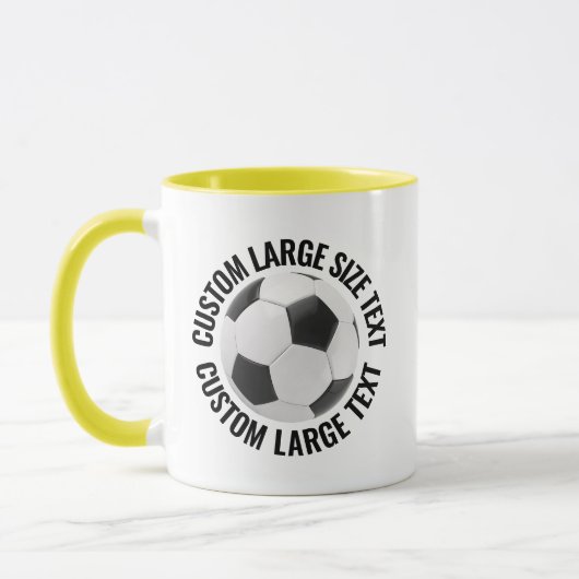 特大テキスト 黄色 11oz カスタムサッカー マグカップ (左)