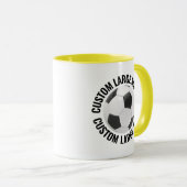 特大テキスト 黄色 11oz カスタムサッカー マグカップ (正面右)