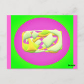 特大ハグデザイン ピンク 黄色 白 グラフィック ポストカード (裏面)