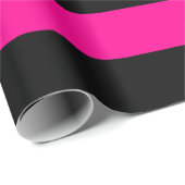 特大ホットピンクとブラックストライプ ラッピングペーパー (ロールコーナー)
