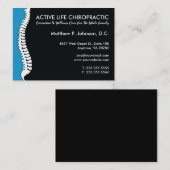 特大側面脊柱の(青い)カイロプラクター 名刺 (正面/裏面)