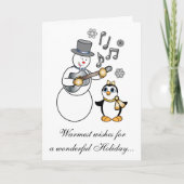 特定宗派に属さない休日雪だるまおよびペンギン シーズンカード (正面)