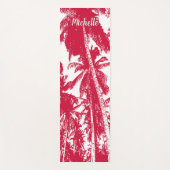 特徴のある赤と白デザインのヤシ ヨガマット (正面)