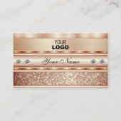 特徴的なバラ金ゴールドグリッターダイヤモンドとロゴ 名刺 (正面)