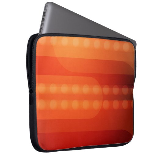 特有のエレクトロニクスバッグ上のオレンジ色のドット ラップトップスリーブ (正面右)